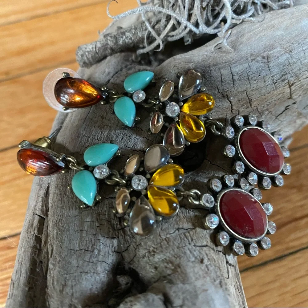 Stone Rhinestone Stud Fashion Earrings, Art Deco